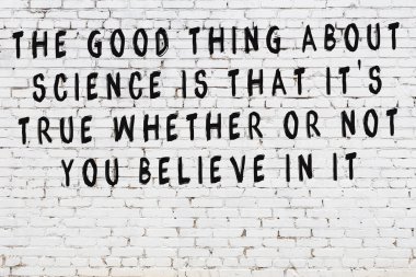 Bilgece alıntıların yazılı olduğu siyah boyanmış beyaz tuğla duvar