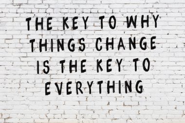 Beyaz tuğla duvara zekice alıntılar yazılı siyah bir yazı.