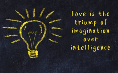 Fikir üretme kavramı. Ampulün tebeşir çizimi. Boşluğu kopyala