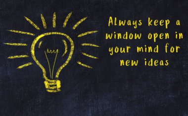 Fikir üretme kavramı. Ampulün tebeşir çizimi. Boşluğu kopyala