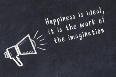 Siyah masaya hoparlör ve motivasyonel alıntının tebeşir çizimi