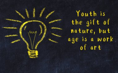 Fikir üretme kavramı. Ampulün tebeşir çizimi. Boşluğu kopyala