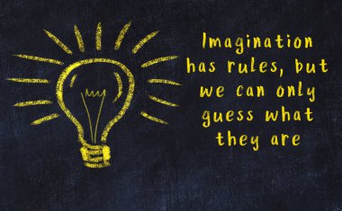 Ampul çizimi ve akıllı alıntıyla siyah karatahta