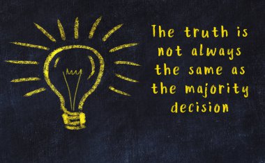 Ampul çizimi ve akıllı alıntıyla siyah karatahta