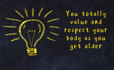 Bir ampulün tebeşir çizimi ve bilgece alıntıların yazımı