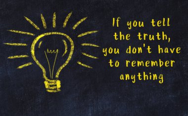 Ampul çizimi ve akıllı alıntıyla siyah karatahta