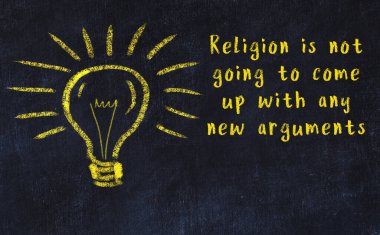 Ampul çizimi ve akıllı alıntıyla siyah karatahta