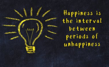 Bir ampulün tebeşir çizimi ve bilgece alıntıların yazımı