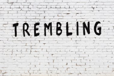 Beyaz tuğla duvara yazılan titreme.