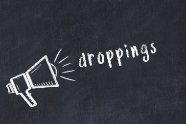 Tebeşir hoparlörü ve siyah karatahtaya yazılar.