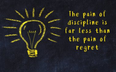 Ampul çizimi ve akıllı alıntıyla siyah karatahta