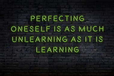 Zekice ve motive edici bir alıntı. Tuğla duvarda neon işareti