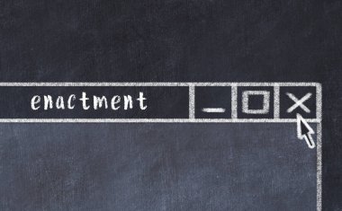 Sorunlarla başa çıkma kavramı. Tarayıcı penceresini başlık ile kapatmanın tebeşir çizimi