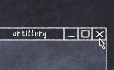 Sorunlarla başa çıkma kavramı. Tarayıcı penceresini başlık topçu ile kapatmanın tebeşir çizimi