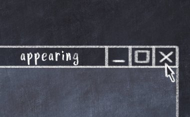 Sorunlarla başa çıkma kavramı. Tarayıcı penceresinin başlığı görünen tebeşir çizimi