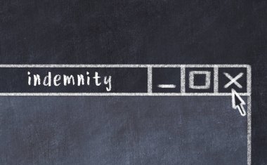 Sorunlarla başa çıkma kavramı. Tarayıcı penceresini başlık güvenliğiyle kapatmanın tebeşir çizimi