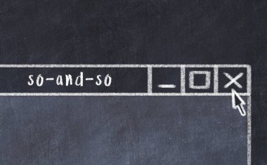 Üzerinde yazı olan tarayıcı penceresinin tebeşir sürükleyicisi. 