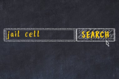 Arama motorunun tebeşir çizimi ve siyah karatahta yazıtları