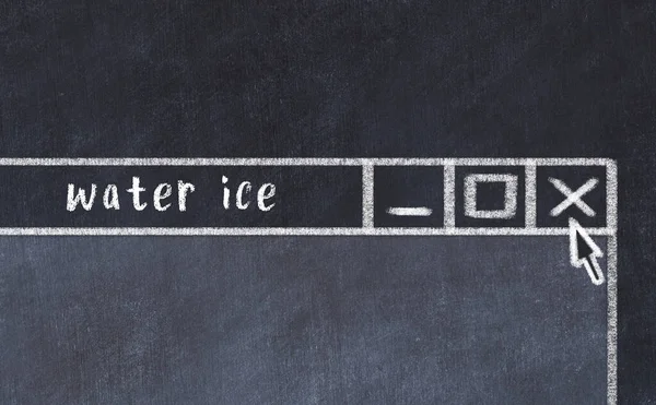 Κιμωλία drawig του παραθύρου του προγράμματος περιήγησης με επιγραφή πάγο νερού — Φωτογραφία Αρχείου