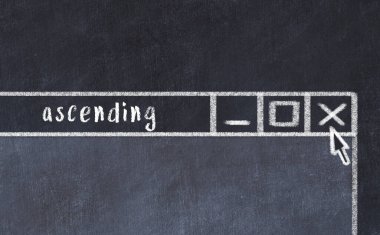 Tarayıcı penceresinin tebeşir sürükleyicisi ve yazıtlar yükseliyor 