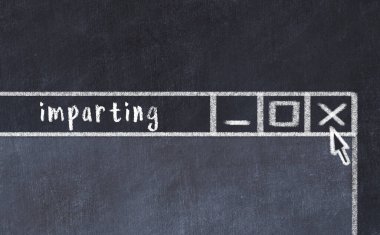 Sorunlarla başa çıkma kavramı. Tarayıcı penceresini başlık vererek kapatmanın tebeşir çizimi