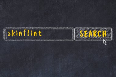 Arama motoru konsepti. Cimri birini arıyorum. Basit tebeşir çizimi ve yazı