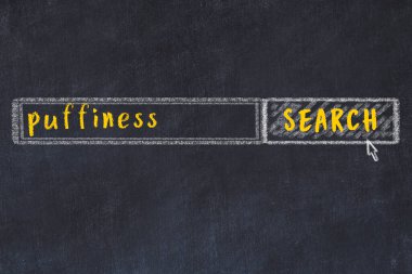 Arama motoru konsepti. Şişkinlik arıyorum. Basit tebeşir çizimi ve yazı