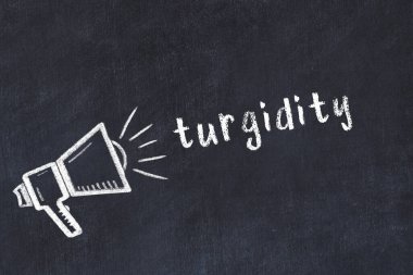 Tebeşir hoparlörü ve siyah karatahtanın üzerindeki yazıtlar