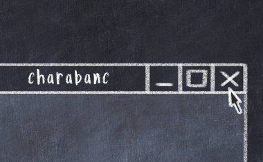 Sorunlarla başa çıkma kavramı. Tarayıcı penceresini başlık ile kapatmanın tebeşir çizimi