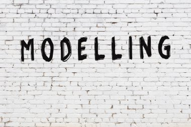 Beyaz tuğla duvara yazı modelleme