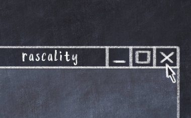 Sorunlarla başa çıkma kavramı. Tarayıcı penceresini başlık namussuzluğu ile kapatmanın tebeşir çizimi