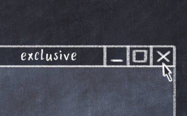 Sorunlarla başa çıkma kavramı. Tarayıcı penceresini sadece başlık ile kapatmanın tebeşir çizimi