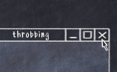 Sorunlarla başa çıkma kavramı. Tarayıcı penceresinin tebeşir çizimi başlık zonklaması ile