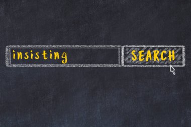 Arama motoru konsepti. Israr ediyorum. Basit tebeşir çizimi ve yazı