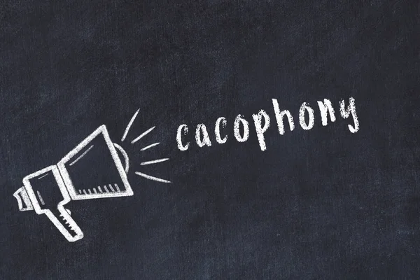 Hoparlör ve yazıt kakofonisinin tebeşir çizimi