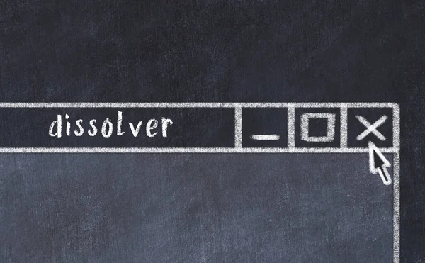 Sorunlarla başa çıkma kavramı. Tarayıcı penceresini başlık çözücüyle kapatmanın tebeşir çizimi