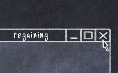 Sorunlarla başa çıkma kavramı. Tarayıcı penceresini kapatma tebeşir çizimi ve başlık geri kazanma