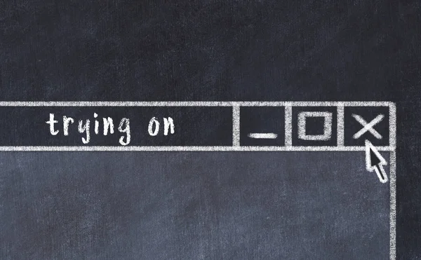 Sorunlarla başa çıkma kavramı. Tarayıcı penceresini başlık denemesi ile kapatmanın tebeşir çizimi