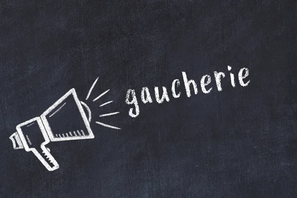 Kara karatahtaya tebeşir hoparlörü ve yazıt gaucherie