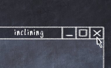 Sorunlarla başa çıkma kavramı. Tarayıcı penceresinin başlık eğimli tebeşir çizimi