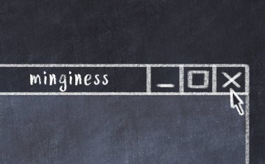 Sorunlarla başa çıkma kavramı. Tarayıcı penceresini başlık inceliğiyle kapatmanın tebeşir çizimi