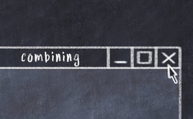 Sorunlarla başa çıkma kavramı. Tarayıcı penceresini başlık kombinasyonu ile kapatmanın tebeşir çizimi