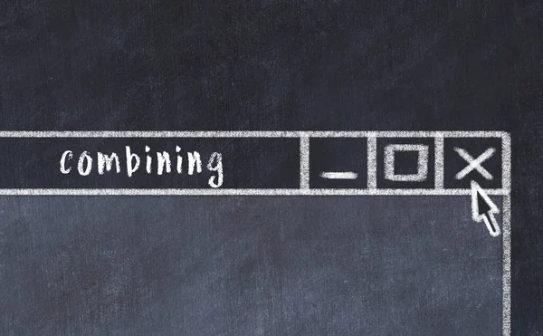 Sorunlarla başa çıkma kavramı. Tarayıcı penceresini başlık kombinasyonu ile kapatmanın tebeşir çizimi