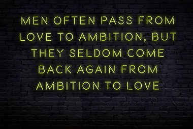 Akıllıca alıntı. Duvara karşı neon yazıtlar