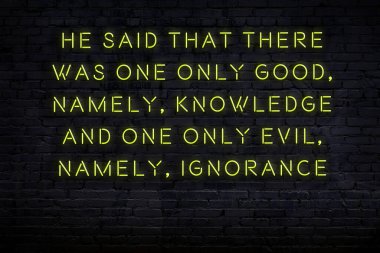 Akıllıca alıntı. Duvara karşı neon yazıtlar