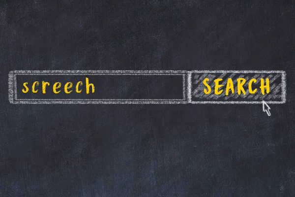 Chalk sketch of browser window with search form and inscription screech — Stock Photo, Image