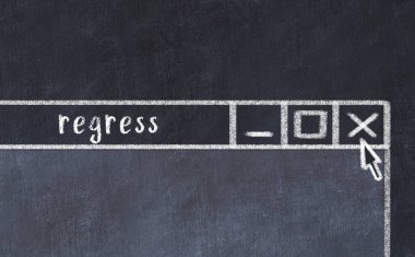 Sorunlarla başa çıkma kavramı. Tarayıcı penceresini başlık gerilemesi ile kapatmanın tebeşir çizimi