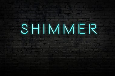 Tuğla duvardaki parlak ışıklı neon ışığın gece görüşü