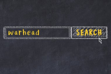 Arama motoru konsepti. Savaş başlığını arıyorum. Basit tebeşir çizimi ve yazı