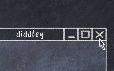 Sorunlarla başa çıkma kavramı. Tarayıcı penceresini başlık diddley ile kapatmanın tebeşir çizimi